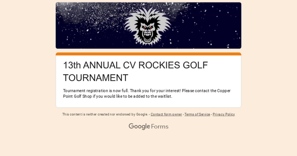 CV Rockies 13th Annual Golf Tournament Fundraiser