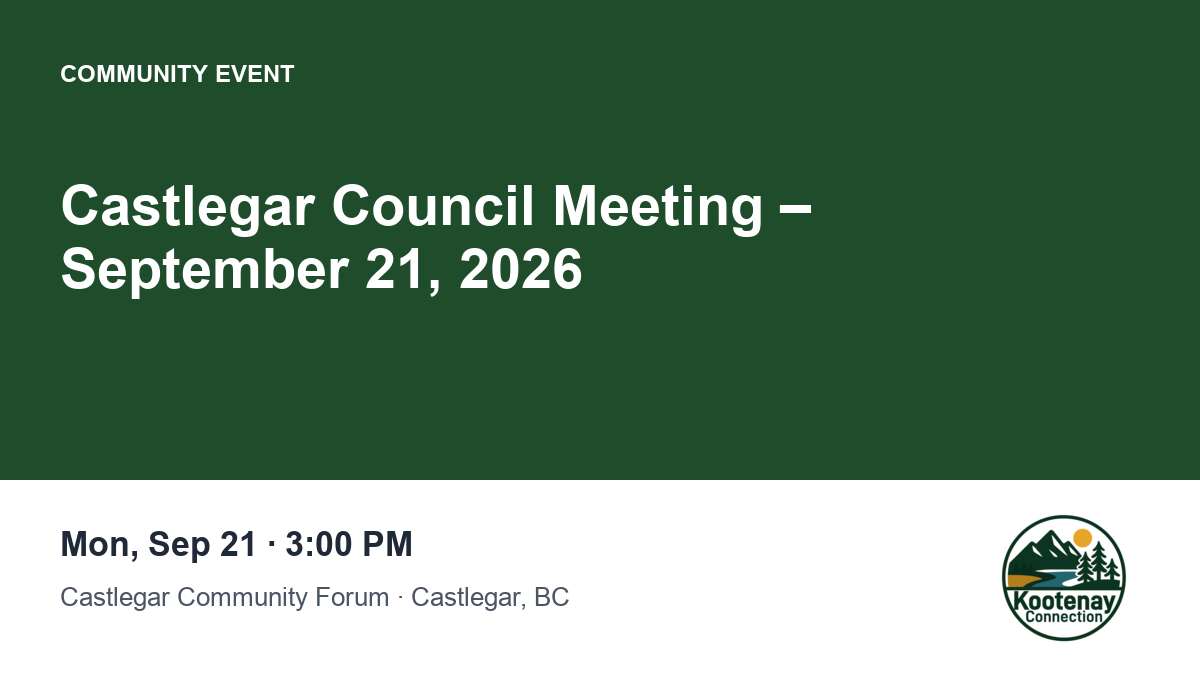 Castlegar Council Meeting – September 21, 2026
