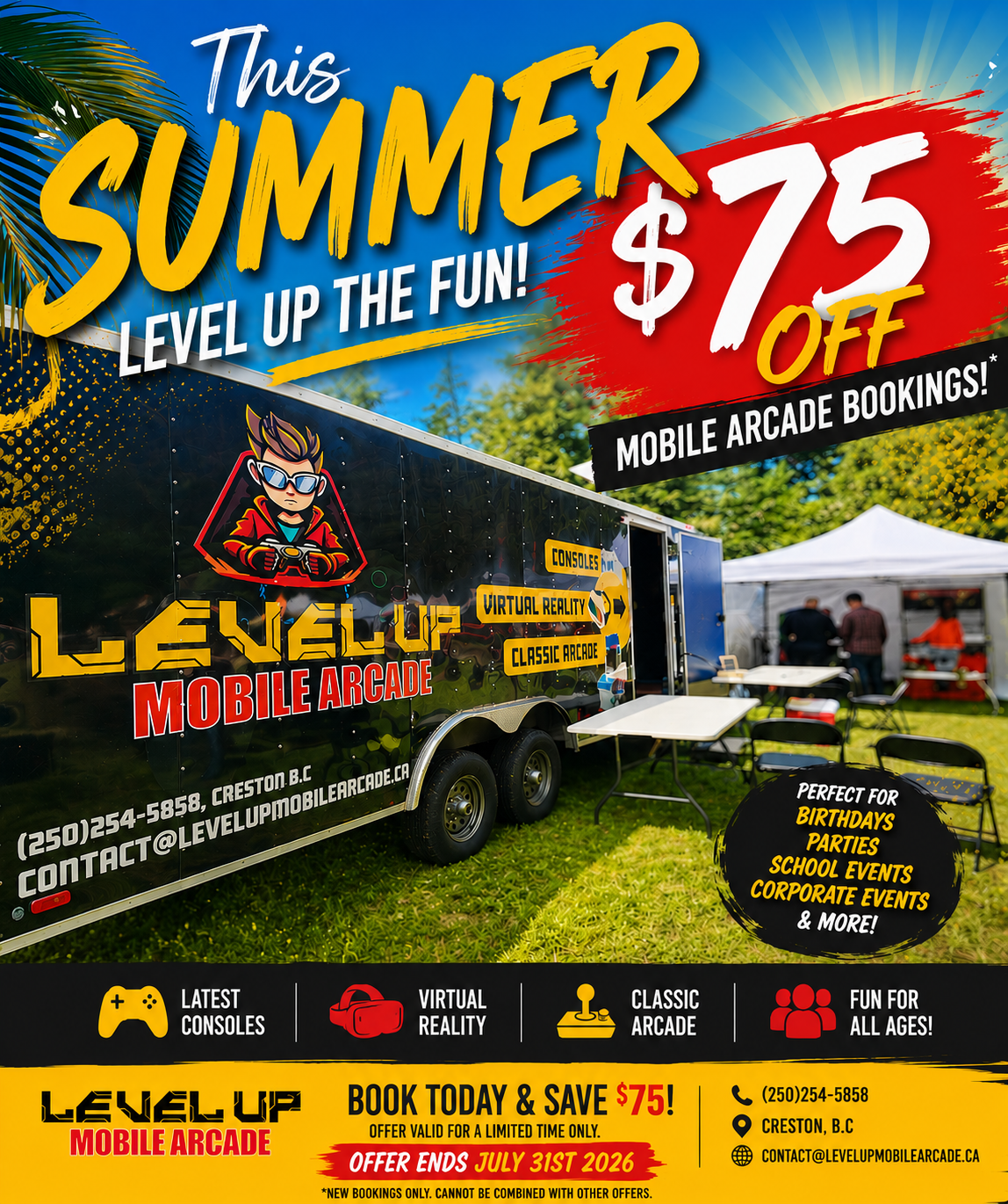 $75 Off Mobile Arcade Bookings this summer