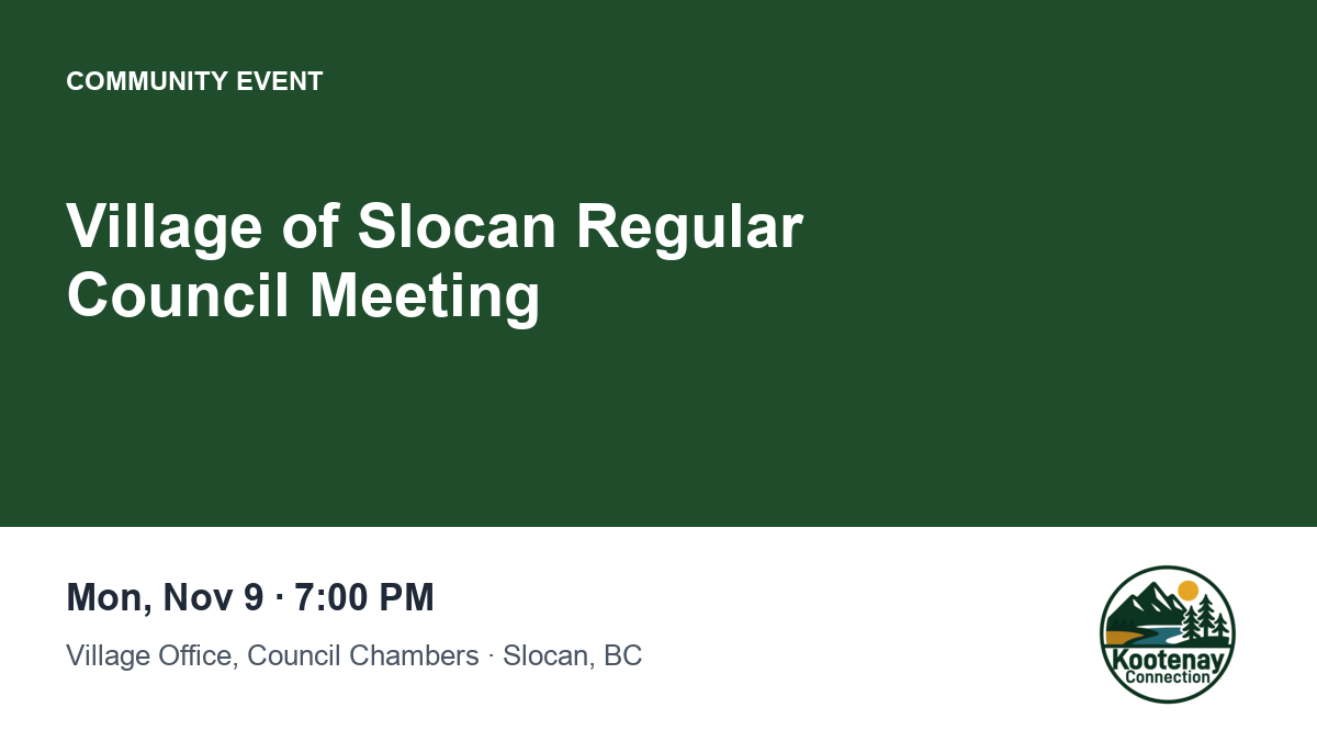 Village of Slocan Regular Council Meeting